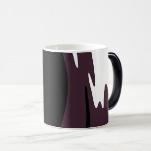 Caneca Mágica Submersão: Abstrato preto, branco, roxo e verde