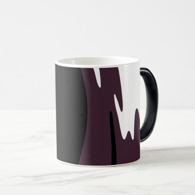 Caneca Mágica Submersão: Abstrato preto, branco, roxo e verde (Frente Esquerda)