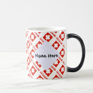 Caneca Mágica Suíça e Bandeira Suíça Personalizadas em Mosaico