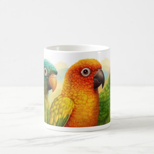 Caneca Mágica Sun azul-coroou conures verdes-cheeked (Centro)