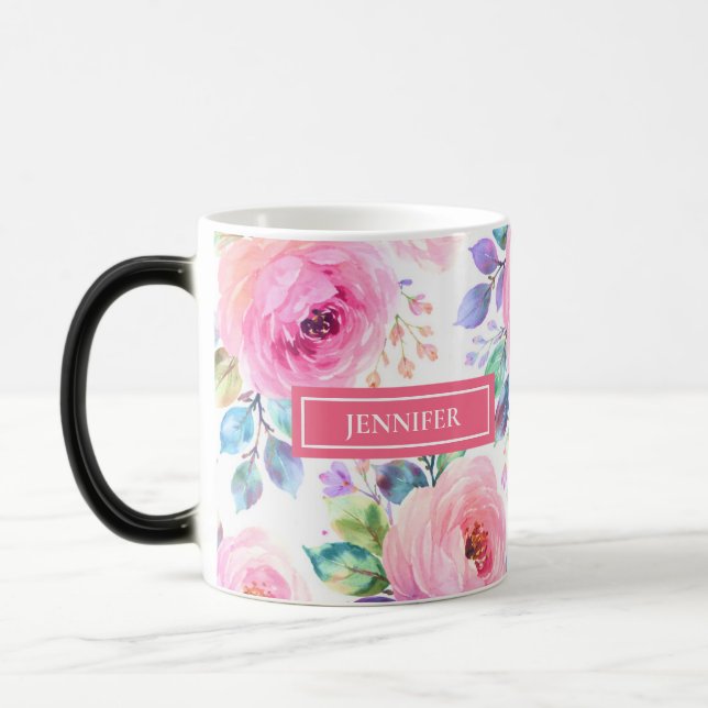 Caneca Mágica Sunrise Floral Boho Custom Name Design             (Esquerda)