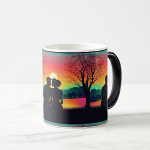 Caneca Mágica Sunset Romântico - Silhueta Casal