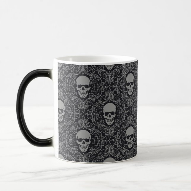 Caneca Mágica Surpresa Assustadora Halloween Skull Tapeçaria Caf (Esquerda)