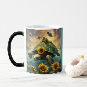 Caneca Mágica Tartarugas caprichosas nadam em águas azuis claras