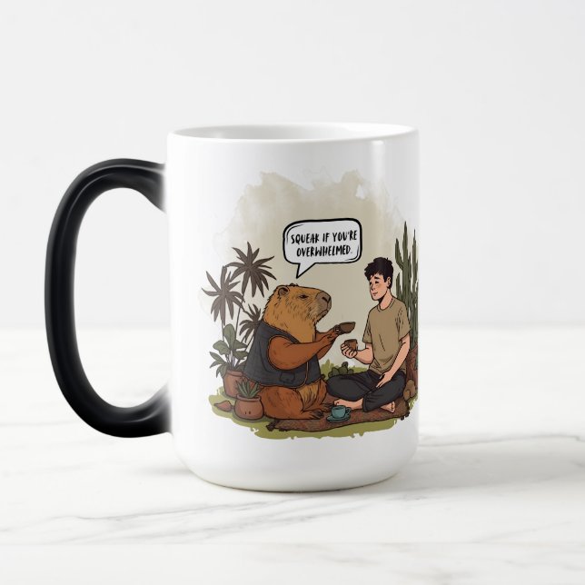 Caneca Mágica Tempo da Terapia de Capybara se você estiver sobre (Esquerda)