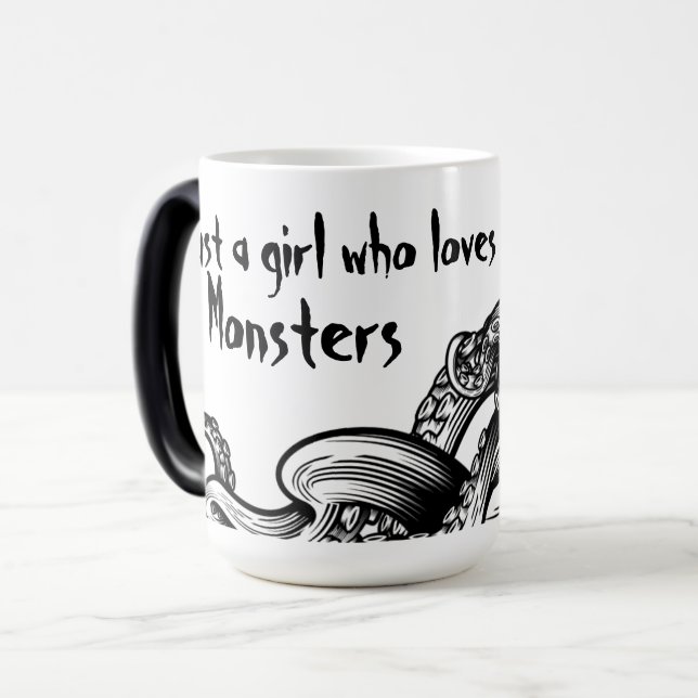 Caneca Mágica Tentacle Monster Book Tok Personalizar Texto ou No (Frente Esquerda)