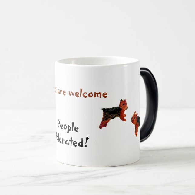 Caneca Mágica Terrier Dogs São Bem-Vindo Engraçados (Frente Esquerda)