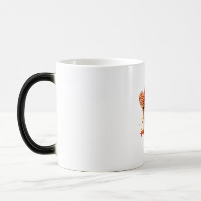 Caneca Mágica Thanksgiving Maple Cat Heart Shape Tree Leaf (Esquerda)