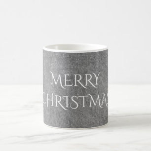 Caneca Mágica Tipografia de Quadro de Natal Feliz - Branco Preto