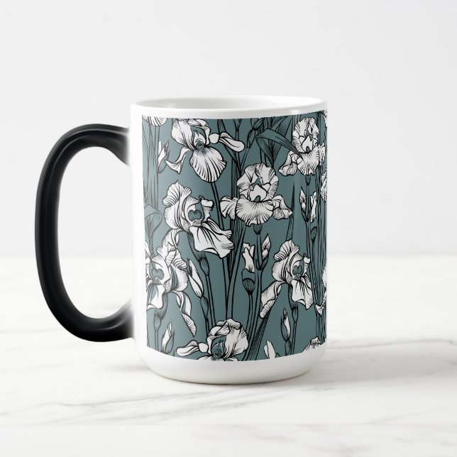 Caneca Mágica Toile de Jouy Iris | Cinza Verde + Preto (Esquerda)