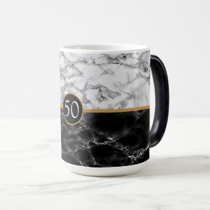 Caneca Mágica Trendy Black & White Marble Stone Add Year / Lette