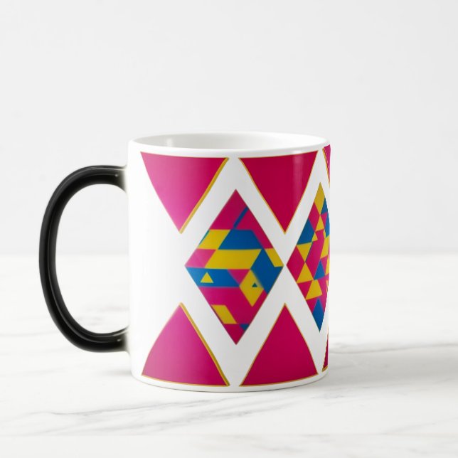 Caneca Mágica Triângulos Geométricos Retroativos Vibrantes - Muf (Esquerda)