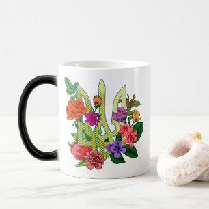 Caneca Mágica tridente tryzub da heráldica ucraniana flores flor
