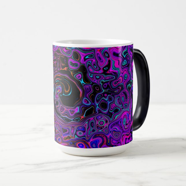 Caneca Mágica Trippy Black and Magenta Retro Liquid Swirl (Frente Esquerda)