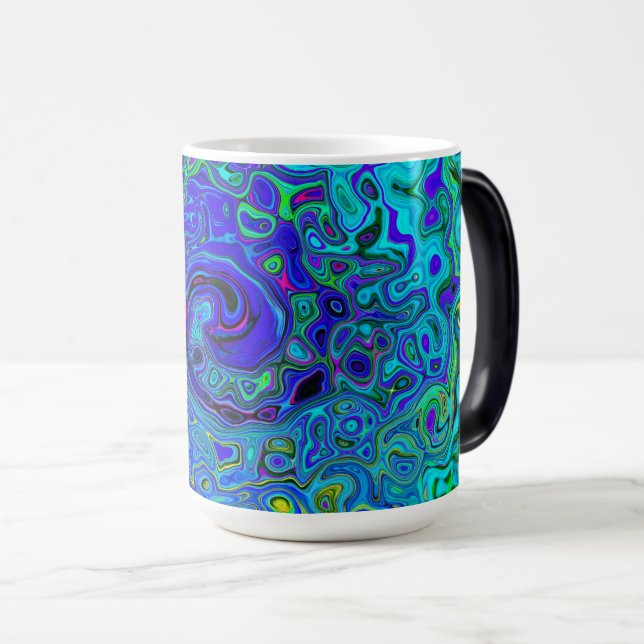 Caneca Mágica Trippy Violet Blue Abstrato Retro Liquid Swirl (Frente Esquerda)