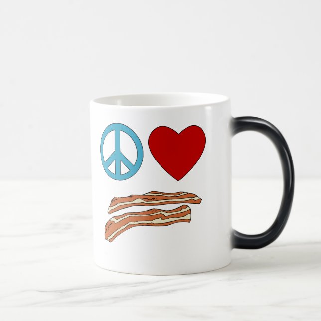 Caneca Mágica Tshirt da simbologia do bacon do amor da paz, (Direita)