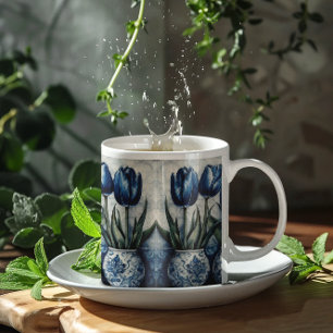 Caneca Mágica Tulipas em Azul de Delft