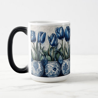Caneca Mágica Tulipas em Azul de Delft