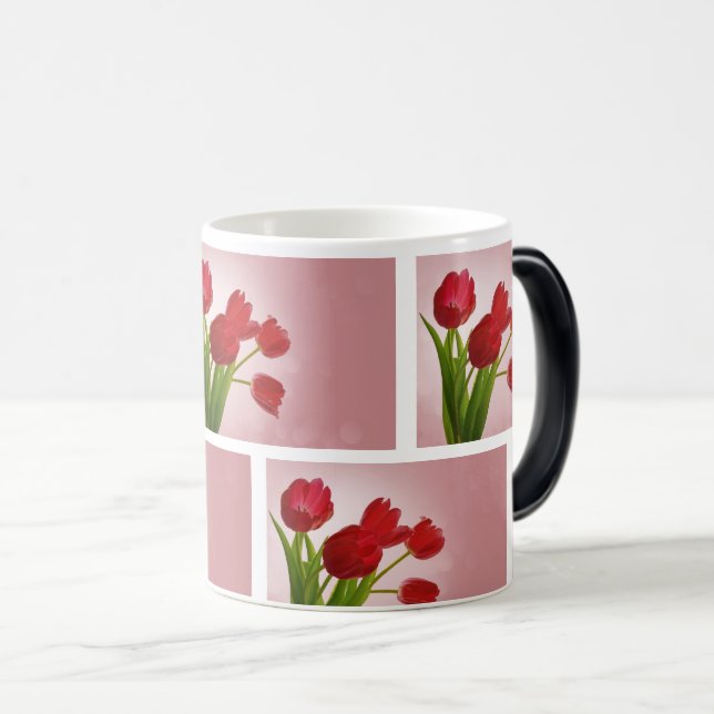 Caneca Mágica Tulipas Vermelhas Radiantes - Elegância Floral (Frente Esquerda)