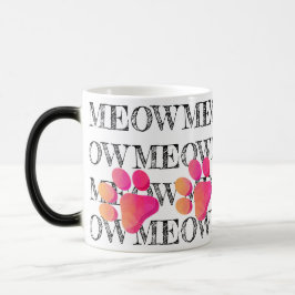 Caneca Mágica Typografia MeOW Rosa Pata Gata Imprime Diversão Pe