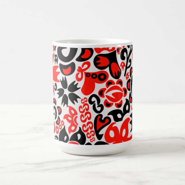 Caneca Mágica Ukrainian ethnic folk art floral pattern absrtact  (Center)
