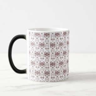 Caneca Mágica um fundo branco com um padrão vermelho