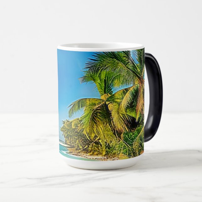 Caneca Mágica Um paraíso tropical. (Frente Esquerda)
