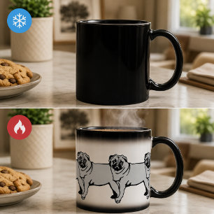 Caneca Mágica Uma silhueta de pug fina