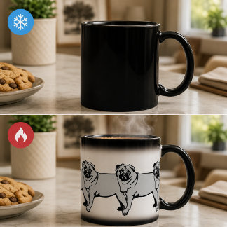 Caneca Mágica Uma silhueta de pug fina 