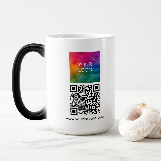 Caneca Mágica Upload Business Logo Custom QR Code Template (Com Donut)