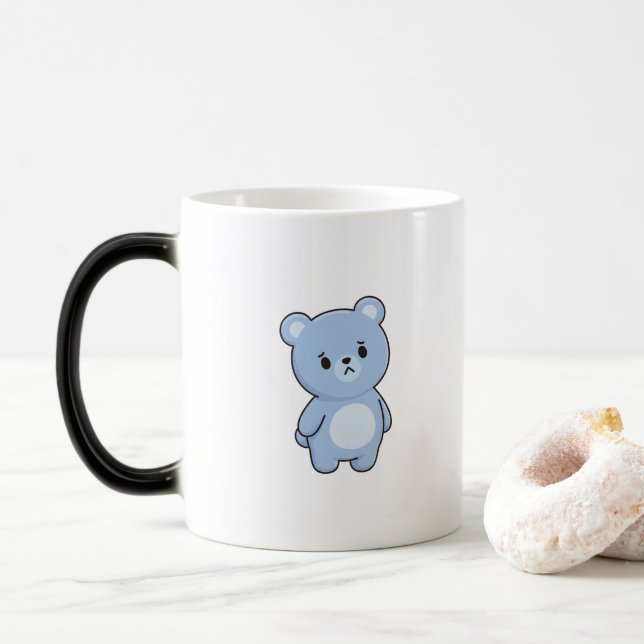 Caneca Mágica Urso Confuso Estilo Kawaii Mínimo (Com Donut)