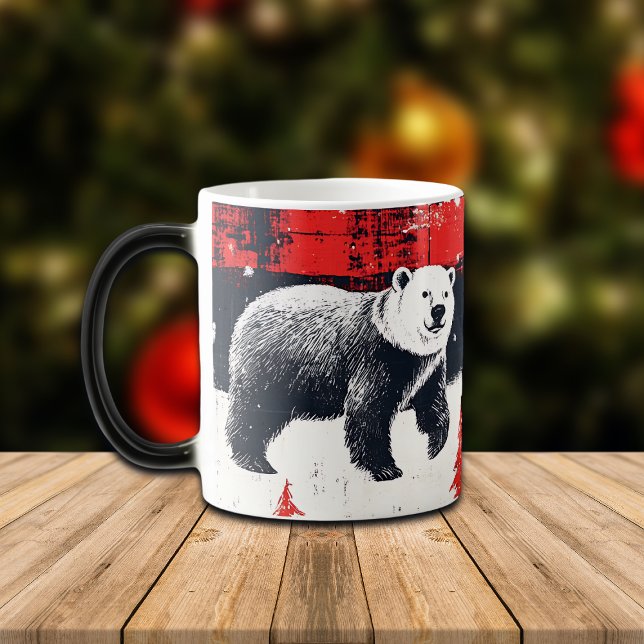Caneca Mágica Urso Polar das Xadrezes de Buffalo Vermelho (Criador carregado)