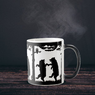 Caneca Mágica Ursos Dançantes Silhueta Preta