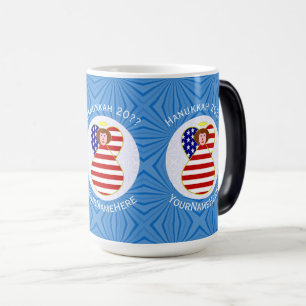 Caneca Mágica USA Angel Red Hair Hanukkah Flag Personalizado