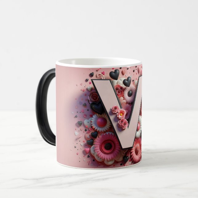 Caneca Mágica V Valentine Alphabet 3D (Frente Esquerda)