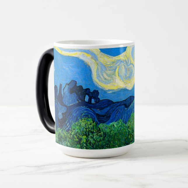 Caneca Mágica Van Gogh Olive Trees em Paisagem Montanhosa (Frente Esquerda)