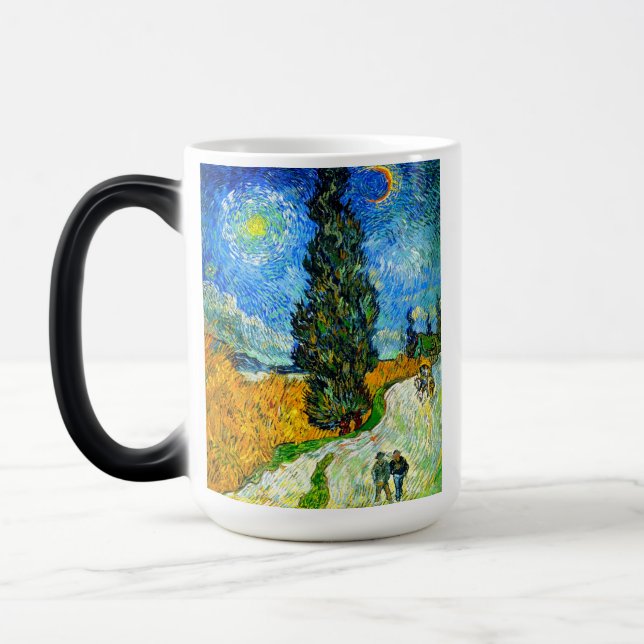 Caneca Mágica Van Gogh Road com Cypress e Star (Esquerda)