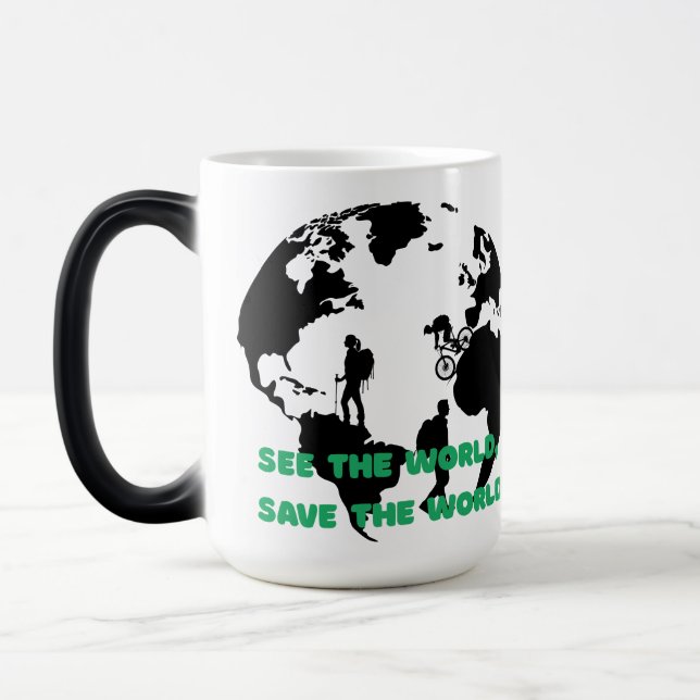Caneca Mágica Veja o mundo salvando o mundo do ciclismo (Esquerda)