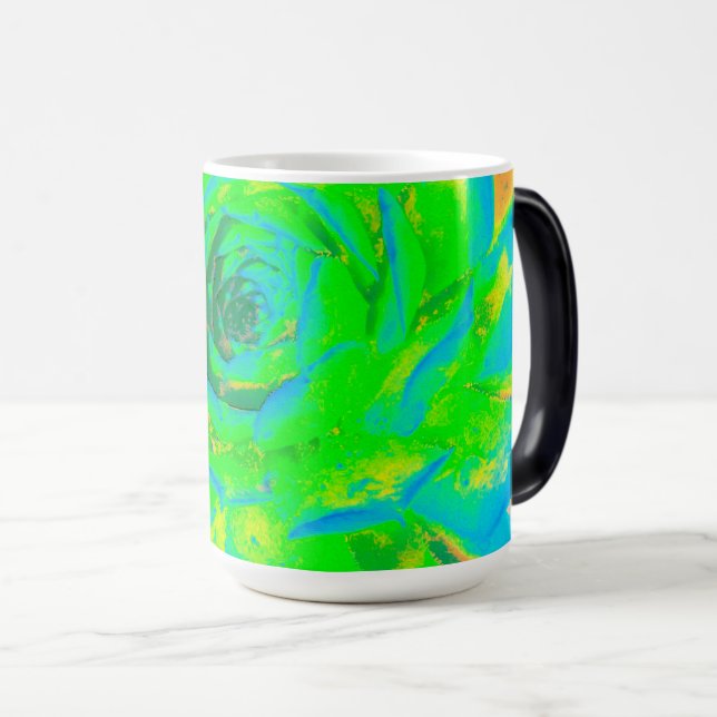 Caneca Mágica Verde limão Chartreuse Suculente Sedum Rosette (Frente Esquerda)