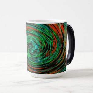 Caneca Mágica Verde limão e Grelha de Abstrato Laranja