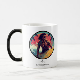 Caneca Mágica Vibrações Modernas de Surfe de Verão Nome Personal