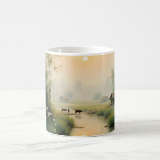 Caneca Mágica Vietnamese Morning Mist Village Watercolor Art