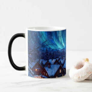 Caneca Mágica Vila de Inverno em Vidro Colorido Panorâmico