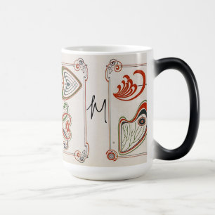 Caneca Mágica Vintage Art Nouveau Monograma Pintura de Mucha
