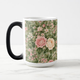 Caneca Mágica Vintage Cottagecore Rosa Floral Mágico Morphin