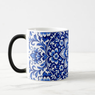 Caneca Mágica Vintage Floral Ceramic Mug | Blue & White Botanica
