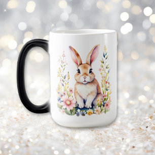 Caneca Mágica Vintage Floral Easter Bunny Personalizado