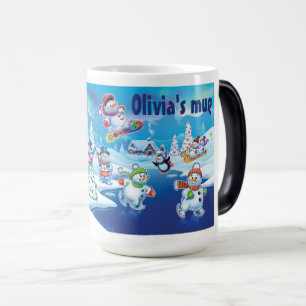 Caneca Mágica Wonderland pessoas de neve Nome personalizado da c