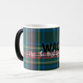 Caneca Mágica Xadrez de Natal Tartan NOME PET Melhor Pai Mãe Div