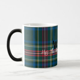 Caneca Mágica Xadrez de Natal Tartan NOME PET Melhor Pai Mãe Div
